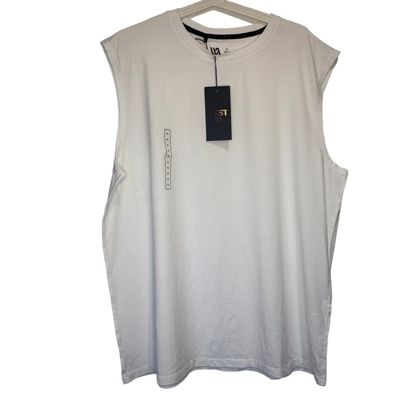 VRST Men's Essential Muscle Tank Pure White Crew Neck Solid Fitness NWT MSRP $34 - Picture 1 of 3